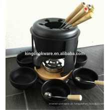 Conjunto de fondue de louça de ferro fundido